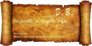 Dojcsák Bogárka névjegykártya